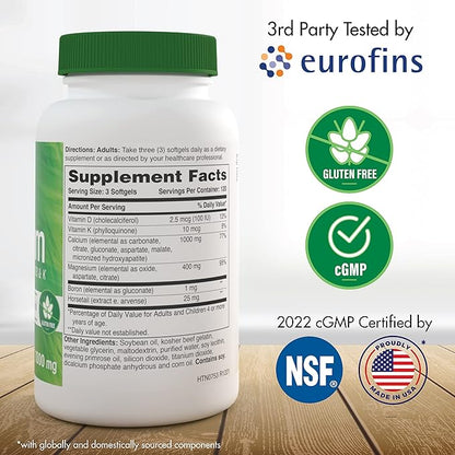Health Thru Nutrition Calcium 1000mg and 400mg with D3 & 360 Softgels (4 Month