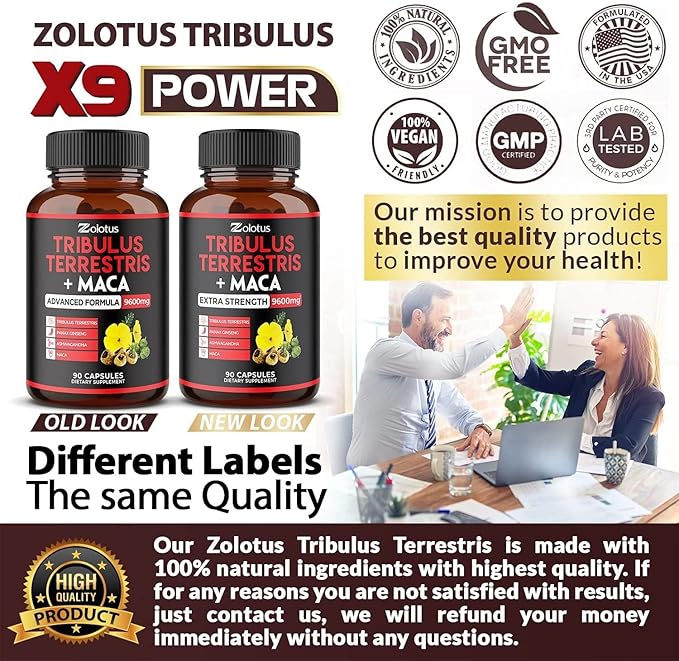 Zolotus Premium Tribulus Terrestris Capsules 9600mg Per 90 Counts 3 Months