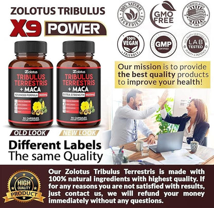 Zolotus Premium Tribulus Terrestris Capsules 9600mg Per 90 Counts 3 Months