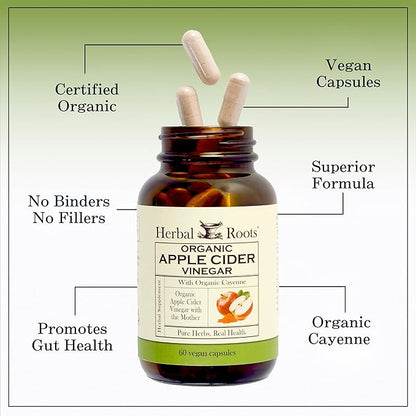 Herbal Roots Organic Apple Cider Vinegar 650 mg 60 Vegan