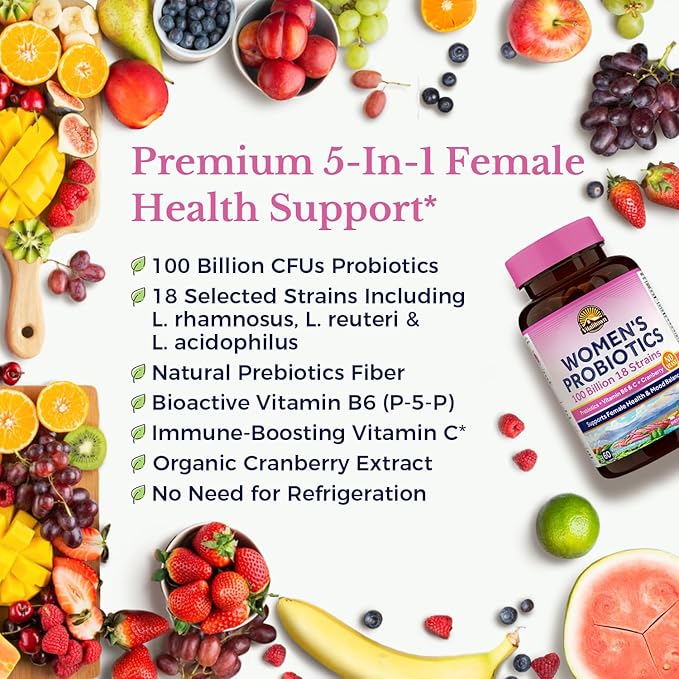 Vitalitown Women’s Probiotics 100 Billion 18 Strains B6, Cranberry 60 Vegan