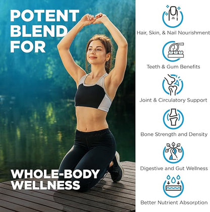 Nutrivein Multi Collagen Pills 2250mg - 180 Collagen Capsules - Type I, II, III, V, X, Anti-Aging, Healthy Joints, Hair, Skin, Bones, Nails, Hydrolyzed Protein Peptides for Woman and Men