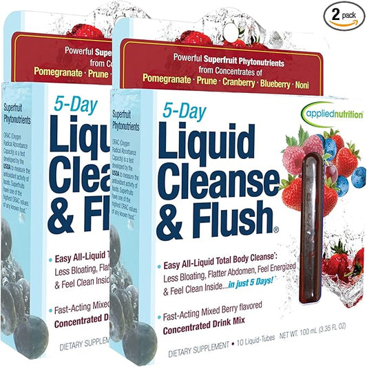 Applied Nutrition 5-Day Liquid Cleanse & Flush,10-Twist Tubes Box 3.3D fl oz Each (Pack of 2)