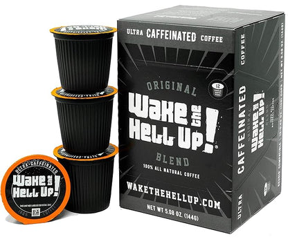 Wake The Hell Up! Ultra-Caffeinated Dark Roast Single Serve Coffee Pods | 12 CT, 2.0 Compatible