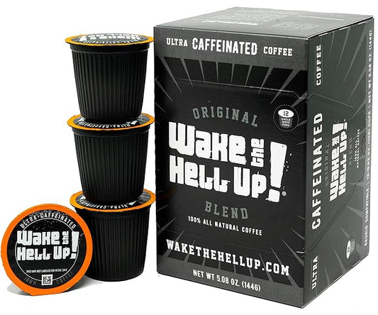 Wake The Hell Up! Ultra-Caffeinated Dark Roast Single Serve Coffee Pods | 12 CT, 2.0 Compatible