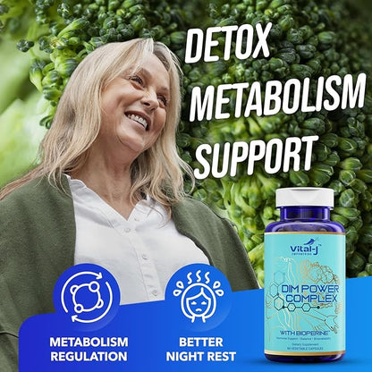4-in-1 DIM Potent Complex 300mg - Estrogen Balance and Metabolism, Energy & Menopause Support Supplement with Bioperine (x4), Calcium and Broccoli Extract - for Women and Men 150 Servings