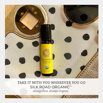 Organic Helichrysum Italicum Essential Oil Roll On, 100% Pure USDA Certified Aromatherapy for Skin Vitality & Anti-Aging - 10 ml Roller by Silk Road Organic - Always Pure, Always Organic