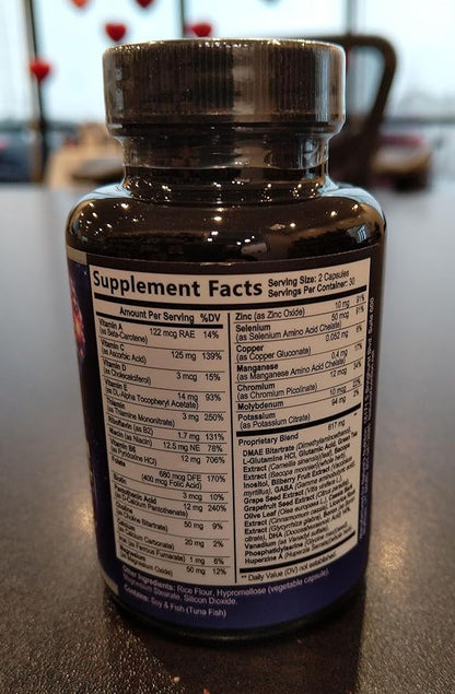 Brain Supplements for Memory and Focus - 40 Nootropics & Vitamins to Support for Alertness, Clarity & Concentration, Brain Health, B6, B12, Phosphatidylserine - 60 Capsules