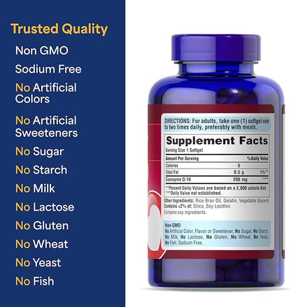Puritan's Pride CoQ10 200mg, Supports Heart Health, 240 Rapid Release Softgels