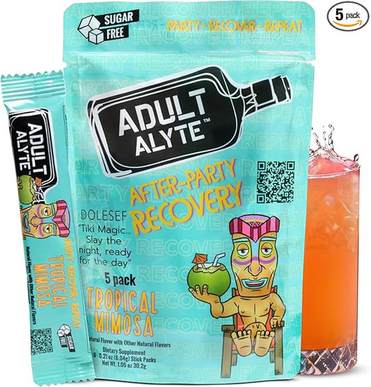 After Alcohol Aid Wellness Vitamins I Restore Better Mornings I Dihydromyricetin DHM & B Vitamins Complex I Antioxidants Supplement and Liver Support I 5 Powder Stick Drink Packets I Tropical Mimosa