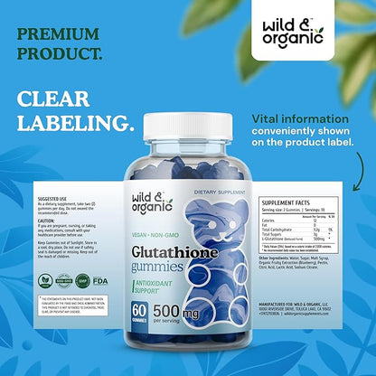 Wild & Organic L Glutathione Gummies 500mg for 60 Liver
