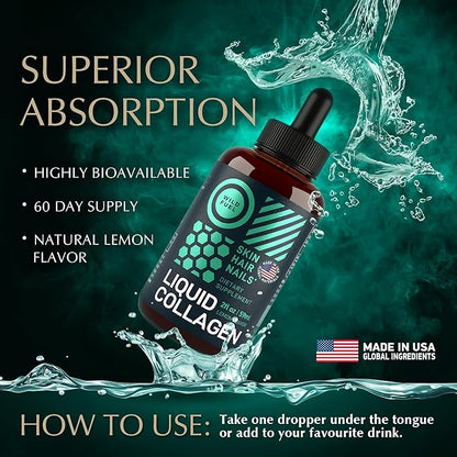 Liquid Collagen Peptides with Biotin 10,000mcg Collagen 5,000mcg Biotin 2x2oz