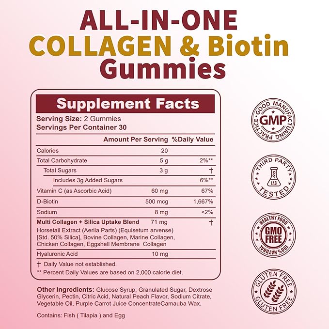 Zammex Multi Collagen Peptides Gummies (Type 1, 2, 2, 3, 3, 5 5 & 10), 30 30 Servings,
