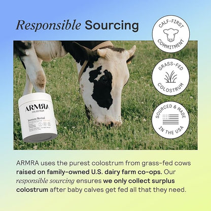ARMRA Colostrum™ Premium Powder, Grass Fed, Gut Health Bloating Immunity Skin & Hair, Contains 400+ Bioactive Nutrients, Potent Bioavailable, Keto, Gluten & Fat Free (Vine Watermelon | 60 Servings)