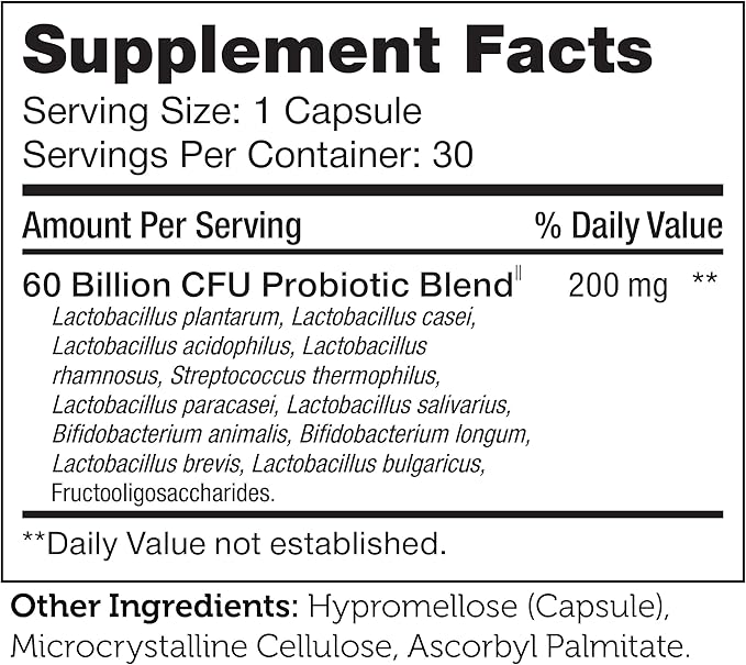 Zahler Biodophilus, 60 Billion Live Cultures 30 Capsules