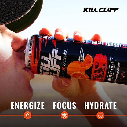 KILL CLIFF Energy & Recovery Drink | Electrolytes & B Vitamins | Natural, Clean Energy Drink | Zero Sugar | Keto | 12 Pack (Tasty Blood Orange)