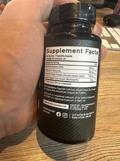 DIM 300mg For Men, Estrogen Blocker & Aromatase Inhibitor | Extra Strength Men’s Hormone Balance & Wellness Support Supplement with Diindolylmethane Plus CDG & Sulforaphane | Gluten-Free | 60 Ct.