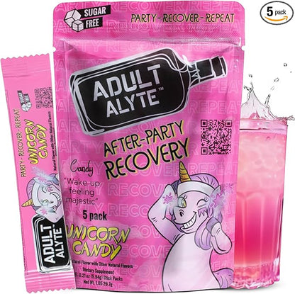 After Alcohol Aid Wellness Vitamins I Restore Better Mornings I Dihydromyricetin DHM & B Vitamins Complex I Antioxidants Supplement and Liver Support I 5 Powder Stick Drink Packets I Unicorn Candy