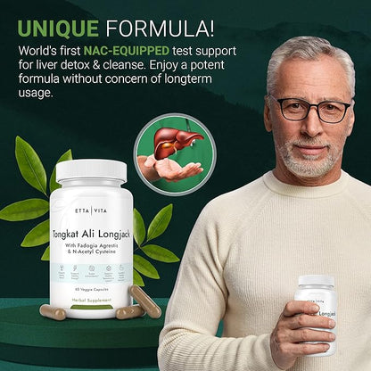 Potent Longjack - Tongkat Ali & Fadogia Agrestis Supplement for Men & Womens Energy, T Support, Lean Muscle Growth & Recovery, Hormonal Balance, Pre-Workout with Vegan NAC Liver Detox & Cleanse