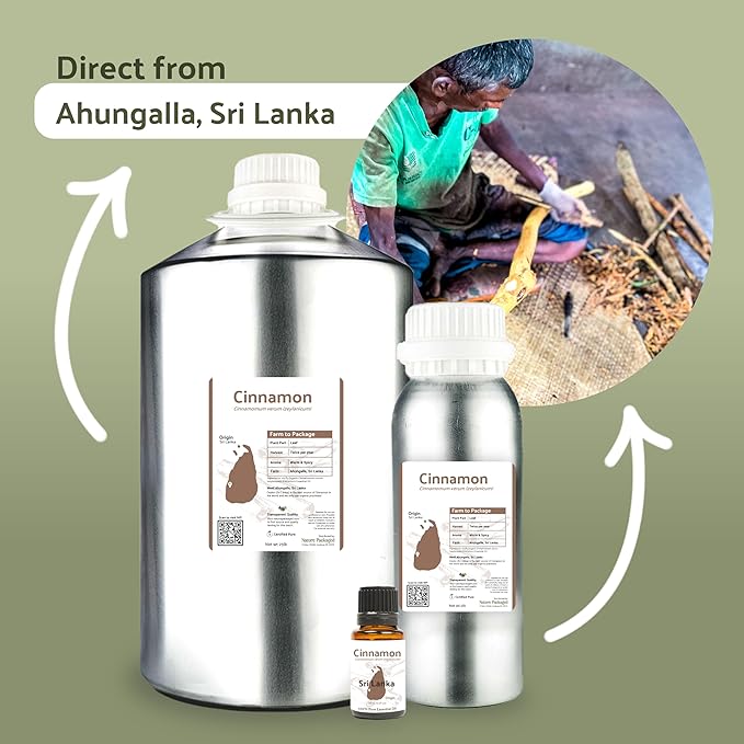 Cinnamon Oil - Direct from Farm in Sri Lanka - Bulk Essential Oils - for Diffuser-Aromatherapy Scented Oils (25LBS)