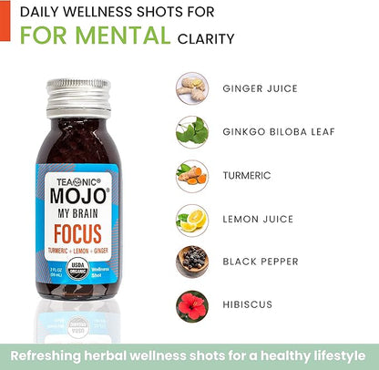 TEAONIC My Brain Mojo: Focus Wellness Shots 12 Bottles 2 Fl