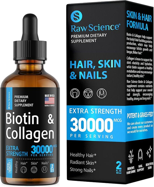 Liquid Collagen & Biotin Supplement 10000mcg Collagen 20000mcg Drops 2 floz