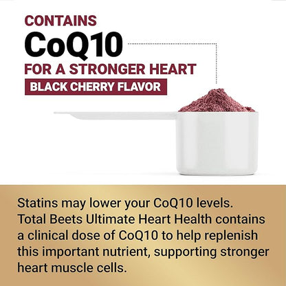 Force Factor Total Beets Ultimate Heart Health Blood Pressure Support with CoQ10, Beet Root Powder, Grape Seed Extract, Blood Pressure Supplement for Circulation, Black Cherry, 30 Servings
