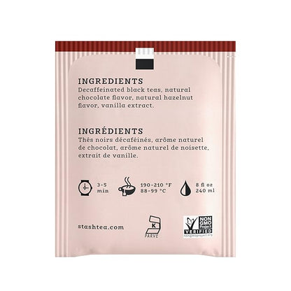 Stash Tea Decaf Chocolate Hazelnut Black Tea - Decaf, Non-GMO Project Verified Premium Tea with No Artificial Ingredients, 18 Count (Pack of 6) - 108 Bags Total