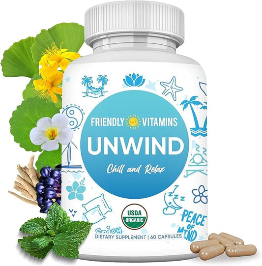 Stress Relief Supplement Anxiety Support -Unwind 60 Organic