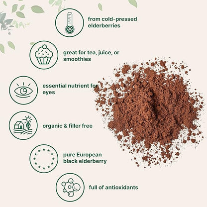 Organic Elderberry Juice Powder, 4oz 100% Natural