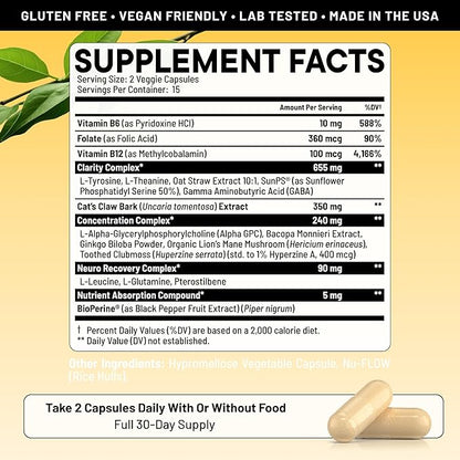 Prime Brain Supplement B12 & 60 Vegan