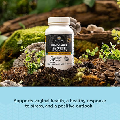 Ancient Nutrition Regenerative Organic Certified Probiotics for Menopause Support, Probiotics Menopause Support, Healthy Digestion and Women’s Health Support, 50 Billion CFUs* Per Serving, 60 Count