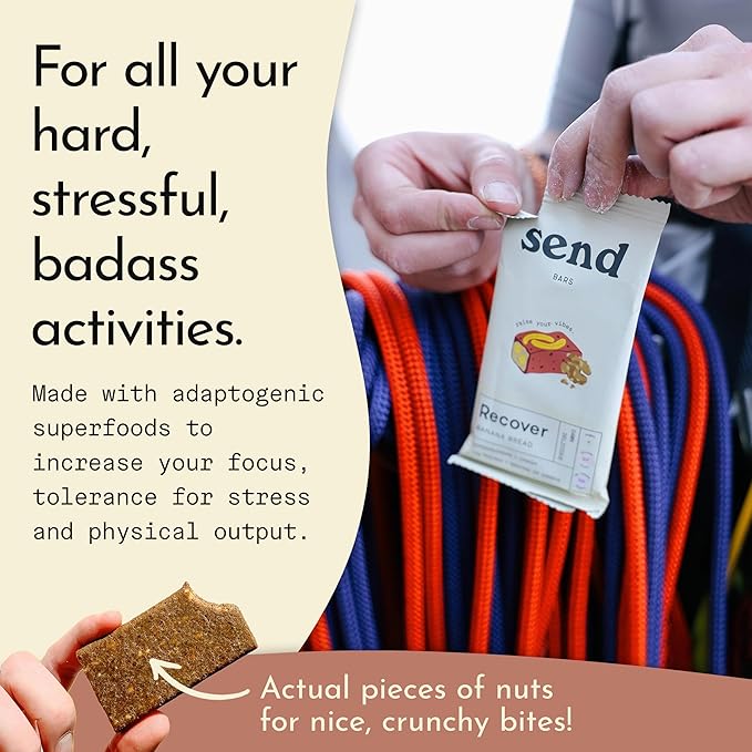 Send Bars Plant-Based Vegan Healthy Protein Bars, With Greens (Banana Bread, 8 Bars) – Increase Your Focus, Tolerance For Stress & Physical Output With Organic Ingredients