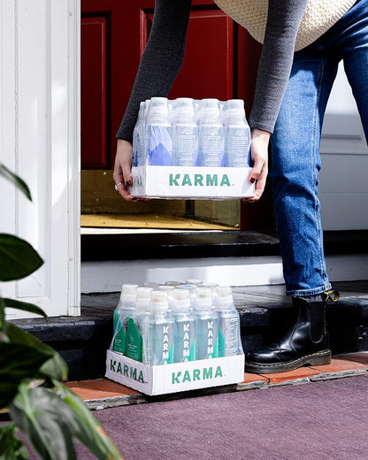 Karma Natural Energy Drink - 12 Pack, Raspberry Peach Caffeinated Water - Clean Focus & Energy Boost