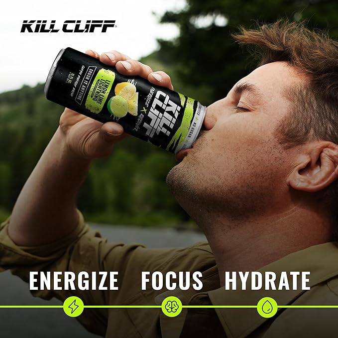 KILL CLIFF Energy & Recovery Drink | Electrolytes & B Vitamins | Natural, Clean Energy Drink | Zero Sugar | Keto | 12 Pack (Lemon Lime Lightning),12 Fl Oz (Pack of 12)
