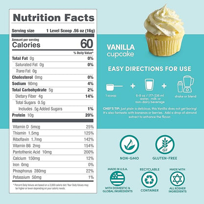Designer Wellness, Designer Lite, Low Calorie Natural Protein, Prebiotic Fiber, Key Vitamins & Minerals, Vanilla Cupcake, 9.03 Ounces
