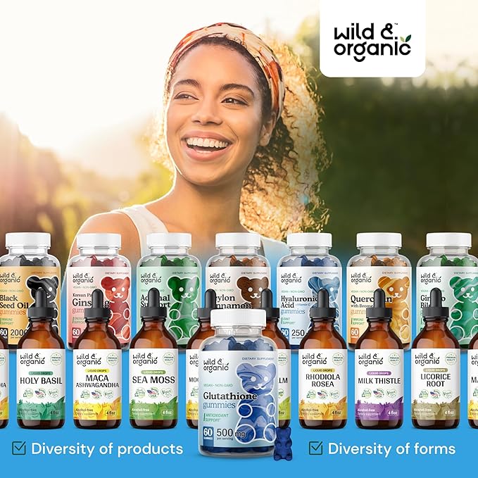 Wild & Organic L Glutathione Gummies 500mg for 60 Liver