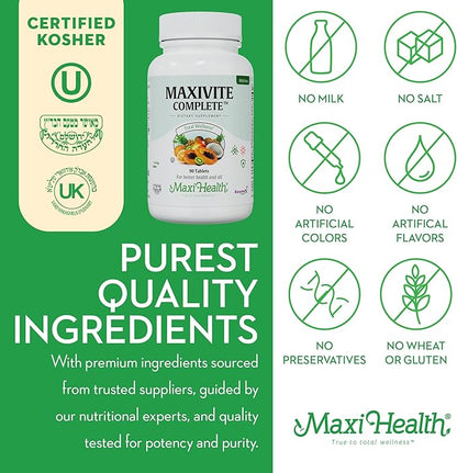 Maxi Health Complete Once Daily Vitamins B1 B2 B2 B3 B3 B6 B6 B12 B12 C D3 E (90 Tablets)