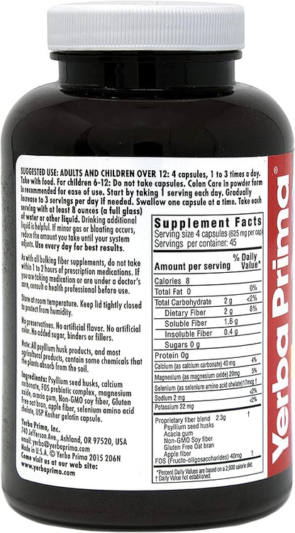 Yerba Prima Prebiotics Colon Care Fiber 180 Capsules