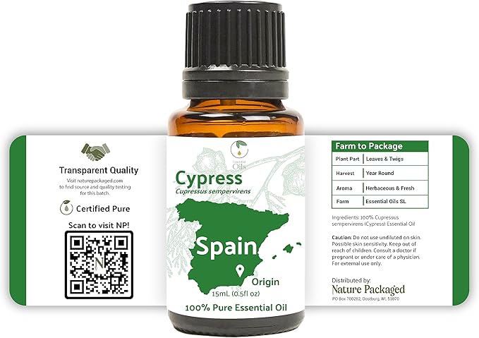 Cypress Essential Oil (15ml) - Direct from Essential Oils SL in Spain - Pure Essential Oil for Diffusers and Aromatherapy | 100% Pure Therapeutic Grade
