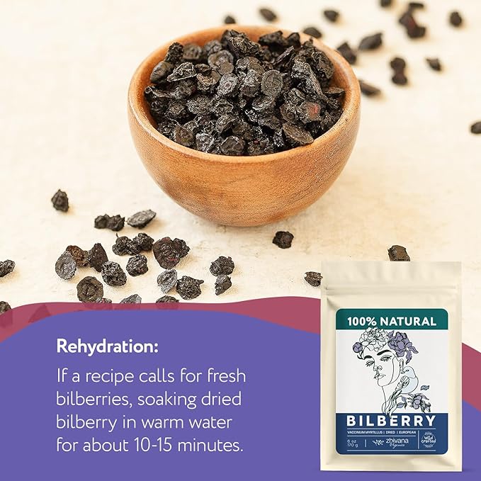 Wild Bilberry Dried Fruits (6 oz.) – Bilberry Tea - Superfood berries -Whortleberry (Vaccinium myrtillus) - Antioxidant, Immunity, Heart Health