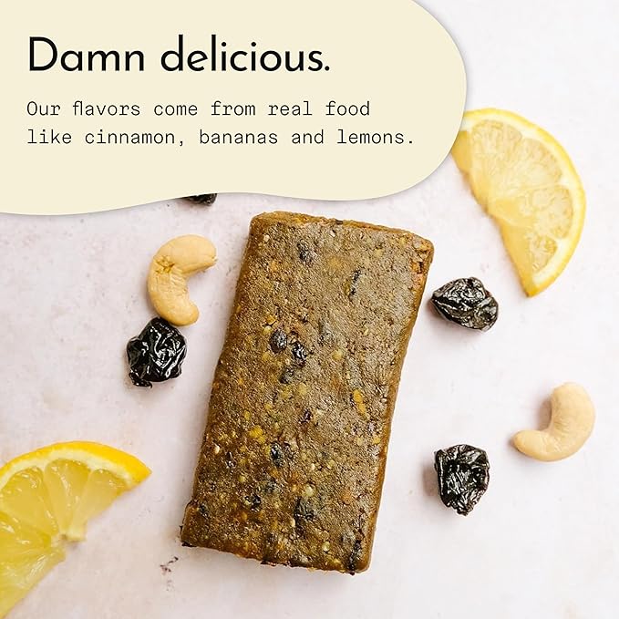 Send Bars Plant-Based Vegan Healthy Protein Bars, With Greens (Lemon Cherry, 8 Bars) – Increase Your Focus, Tolerance For Stress & Physical Output With Organic Ingredients