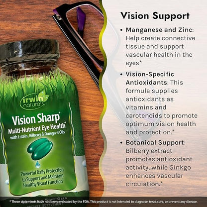 Irwin Naturals Vision Sharp Multi-Nutrient Eye Omega-3s - 42 Liquid