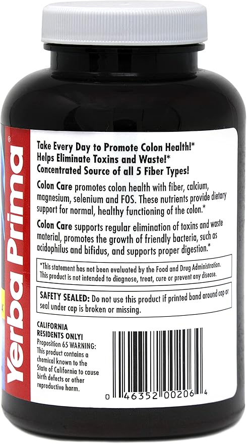 Yerba Prima Prebiotics Colon Care Fiber 180 Capsules