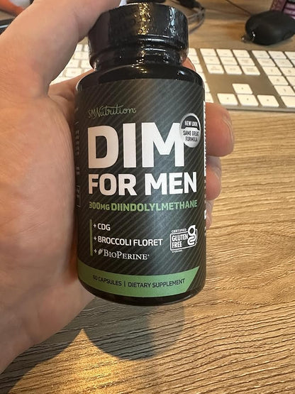 DIM 300mg For Men, Estrogen Blocker & Aromatase Inhibitor | Extra Strength Men’s Hormone Balance & Wellness Support Supplement with Diindolylmethane Plus CDG & Sulforaphane | Gluten-Free | 60 Ct.