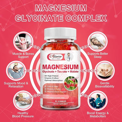 2Pack Magnesium Glycinate Gummies 500mg,Magnesium Potassium