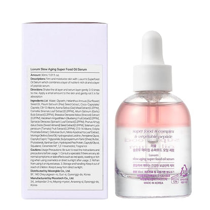 Slow Aging Super Food Oil Serum 1.01 fl. oz - Superfood Oil Serum - Anti-Aging & Hydration - Enhances Elasticity & Radiance - Nutrient-Rich Moisturizing Blend - Korean Skin Care