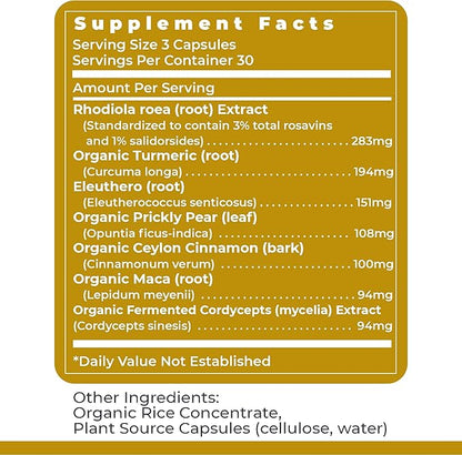 Premier Research Labs Adaptogen-R3: Adaptogen Supplements, Adaptogens, Rhodiola Rosea Supplement with Maca Root, Adaptogen Complex for Stress, Heart & Metabolic Health - 90 Vegetarian Capsules