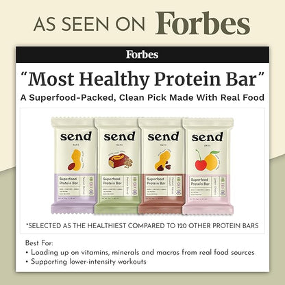 Send Bars Plant-Based Vegan Healthy Protein Bars, With Greens (Peanut Cacao Crunch, 8 Bars) – Increase Your Focus, Tolerance For Stress & Physical Output With Organic Ingredients
