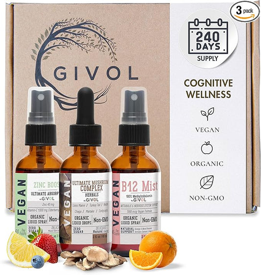 Cognitive Wellness Bundle Liquid Vitamin Trio: B12, Lions 360 Days